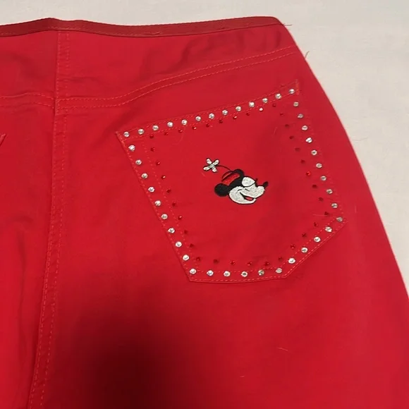 Iceberg history X minnie mouse Swarovski crystal red straight leg pants 26